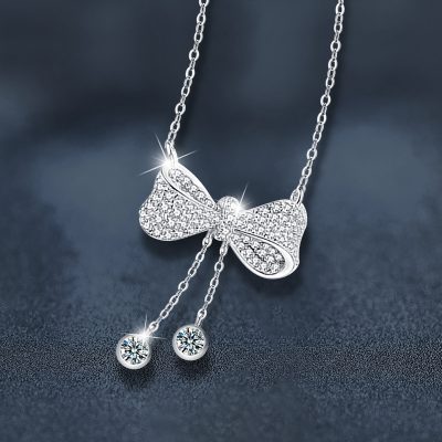 Dây Chuyền Bạc Nữ đính Kim Cương Moissanite Nơ Xinh Xắn Isabelle LILI 159827 3