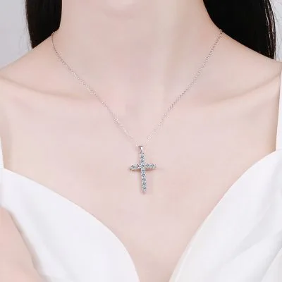 Dây Chuyền Bạc Nữ đính Kim Cương Moissanite Thánh Giá Chữ Thập Sage LILI 159711 4