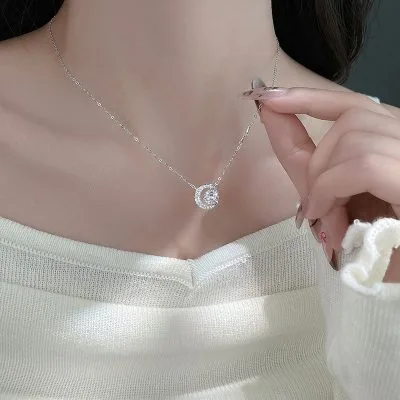 Dây Chuyền Bạc Nữ đính Kim Cương Moissanite Trăng Và Sao Sloane LILI 159798 1