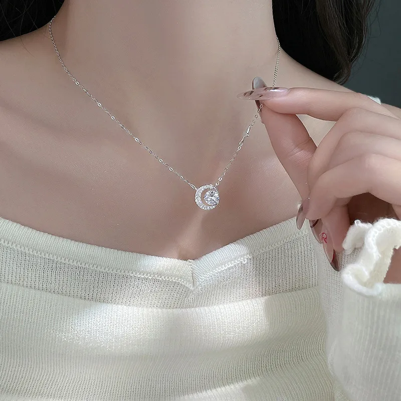 Dây Chuyền Bạc Nữ đính Kim Cương Moissanite Trăng Và Sao Sloane LILI 159798 1