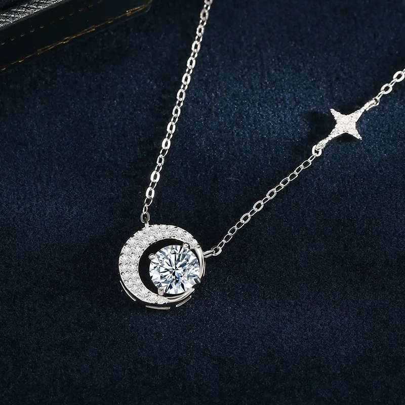 Dây Chuyền Bạc Nữ đính Kim Cương Moissanite Trăng Và Sao Sloane LILI 159798 2