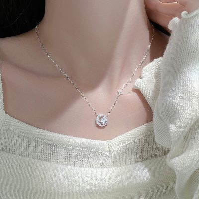 Dây Chuyền Bạc Nữ đính Kim Cương Moissanite Trăng Và Sao Sloane LILI 159798 3