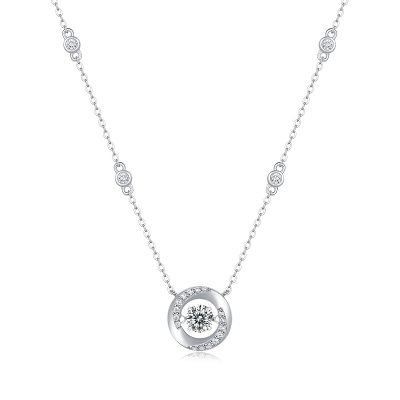 Dây Chuyền Bạc Nữ đính Kim Cương Moissanite Tròn đá Nhảy Piper LILI 159784 1