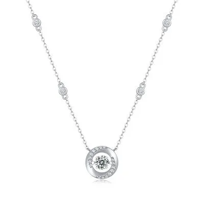 Dây Chuyền Bạc Nữ đính Kim Cương Moissanite Tròn đá Nhảy Piper LILI 159784 1