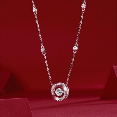 Dây Chuyền Bạc Nữ đính Kim Cương Moissanite Tròn đá Nhảy Piper LILI 159784 3
