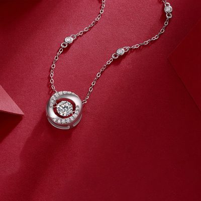 Dây Chuyền Bạc Nữ đính Kim Cương Moissanite Tròn đá Nhảy Piper LILI 159784 4