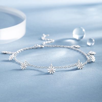 Lắc Chân Bạc Nữ Dạng Chuỗi Mảnh Cúc Họa Mi Ella LILI 158847 2