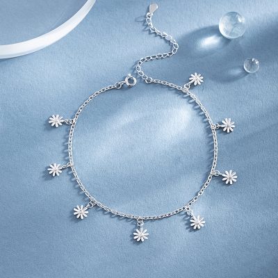 Lắc Chân Bạc Nữ Dạng Chuỗi Mảnh Cúc Họa Mi Ella LILI 158847 3