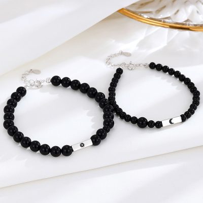 Lắc Tay Bạc Cặp đôi đính đá Mã Não đen Nova LILI 158864 1