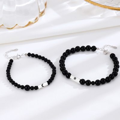 Lắc Tay Bạc Cặp đôi đính đá Mã Não đen Nova LILI 158864 3