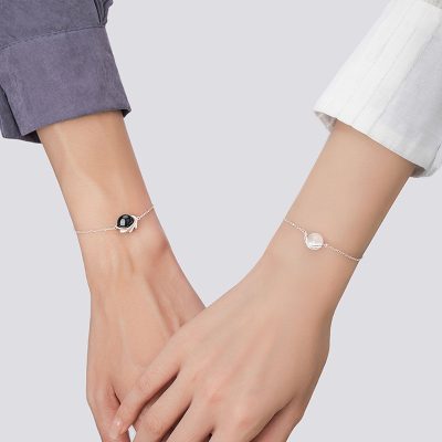Lắc Tay Bạc đôi Mảnh Nhỏ đính đá CZ Thiên Thần Và ác Quỷ Isla LILI 158855 2