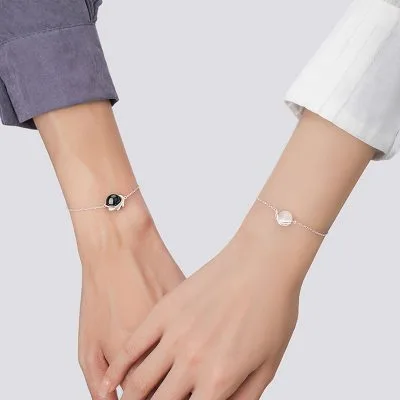 Lắc Tay Bạc đôi Mảnh Nhỏ đính đá CZ Thiên Thần Và ác Quỷ Isla LILI 158855 2