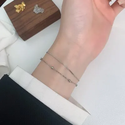 Lắc Tay Bạc Nữ 2 Tầng Hạt Tròn Mia LILI 158161 2