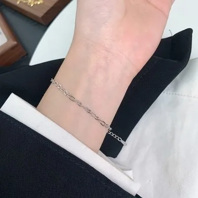 Lắc Tay Bạc Nữ Chuỗi Tròn Vuông Sophia LILI 158143 2