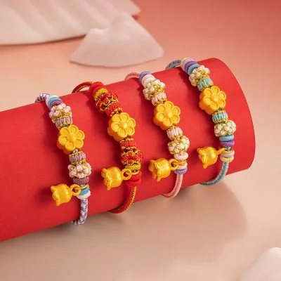 Lắc Tay Bạc Nữ Dây Bện Hoa Lan Chuông Vàng Kaeli LILI 158213 1