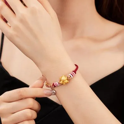 Lắc Tay Bạc Nữ Dây Bện Mèo Thần Tài Isabella LILI 158187 1