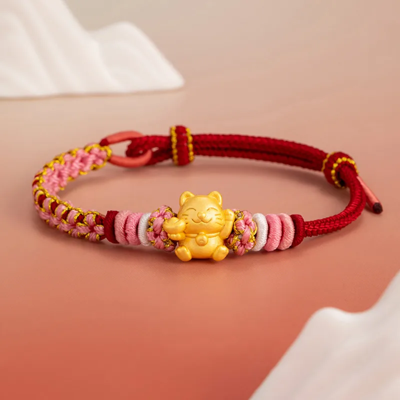 Lắc Tay Bạc Nữ Dây Bện Mèo Thần Tài Isabella LILI 158187 3
