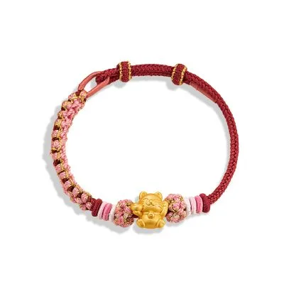 Lắc Tay Bạc Nữ Dây Bện Mèo Thần Tài Isabella LILI 158187 4
