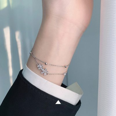 Lắc Tay Bạc Nữ đính đá CZ 2 Tầng Hình Bông Hoa 5 Cánh Adhara LILI 158360 2