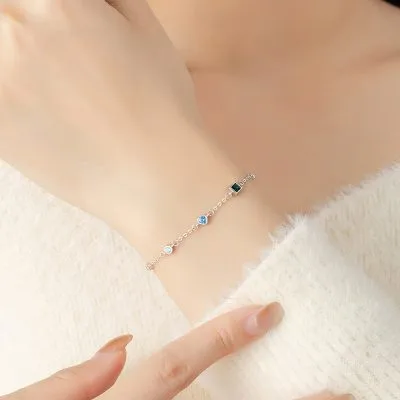Lắc Tay Bạc Nữ đính đá CZ Small Rainbow LILI 158352 2