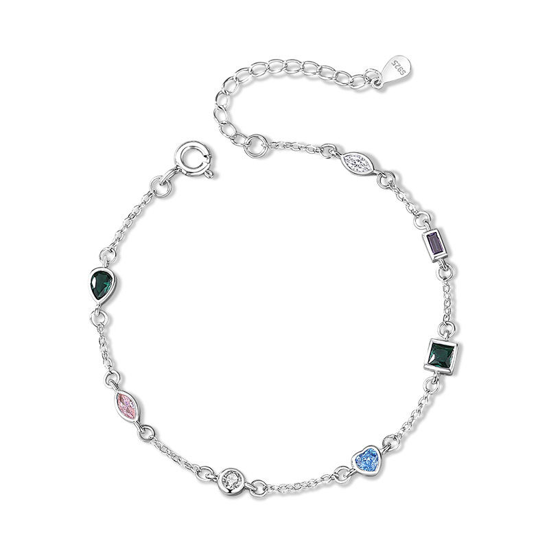 Lắc Tay Bạc Nữ đính đá CZ Small Rainbow LILI 158352 5