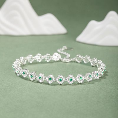 Lắc Tay Bạc Nữ đính đá CZ Cỏ 4 Lá Emryn LILI 158344 1