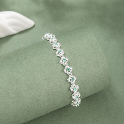 Lắc Tay Bạc Nữ đính đá CZ Cỏ 4 Lá Emryn LILI 158344 3