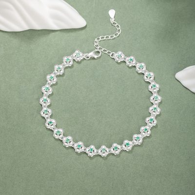 Lắc Tay Bạc Nữ đính đá CZ Cỏ 4 Lá Emryn LILI 158344 4