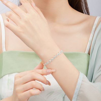 Lắc Tay Bạc Nữ đính đá CZ Cỏ 4 Lá Emryn LILI 158344 5