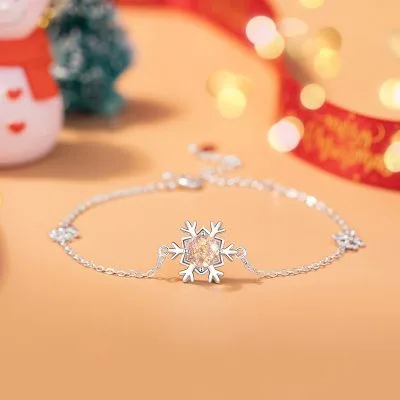 Lắc Tay Bạc Nữ đính đá CZ Hình Bông Tuyết Winter LILI 158335 1