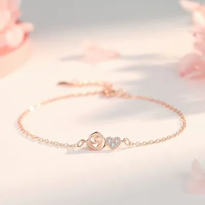 Lắc Tay Bạc Nữ đính đá CZ Hoa Hồng Trái Tim Kaeli LILI 158318 5