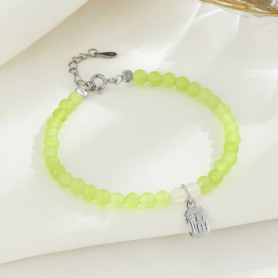 Lắc Tay Bạc Nữ đính đá Chalcedony Phong Thủy Tài Lộc Emily LILI 158767 1