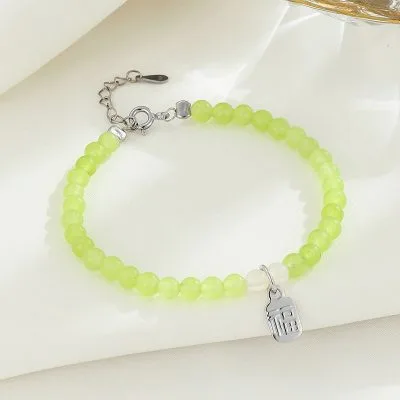 Lắc Tay Bạc Nữ đính đá Chalcedony Phong Thủy Tài Lộc Emily LILI 158767 1