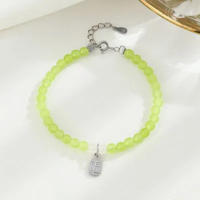 Lắc Tay Bạc Nữ đính đá Chalcedony Phong Thủy Tài Lộc Emily LILI 158767 3