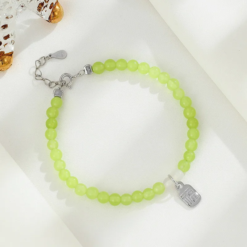 Lắc Tay Bạc Nữ đính đá Chalcedony Phong Thủy Tài Lộc Emily LILI 158767 4