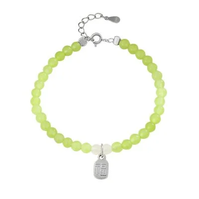 Lắc Tay Bạc Nữ đính đá Chalcedony Phong Thủy Tài Lộc Emily LILI 158767 5