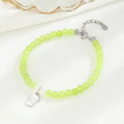 Lắc Tay Bạc Nữ đính đá Chalcedony Phong Thủy Tài Lộc Emily LILI 158767 6