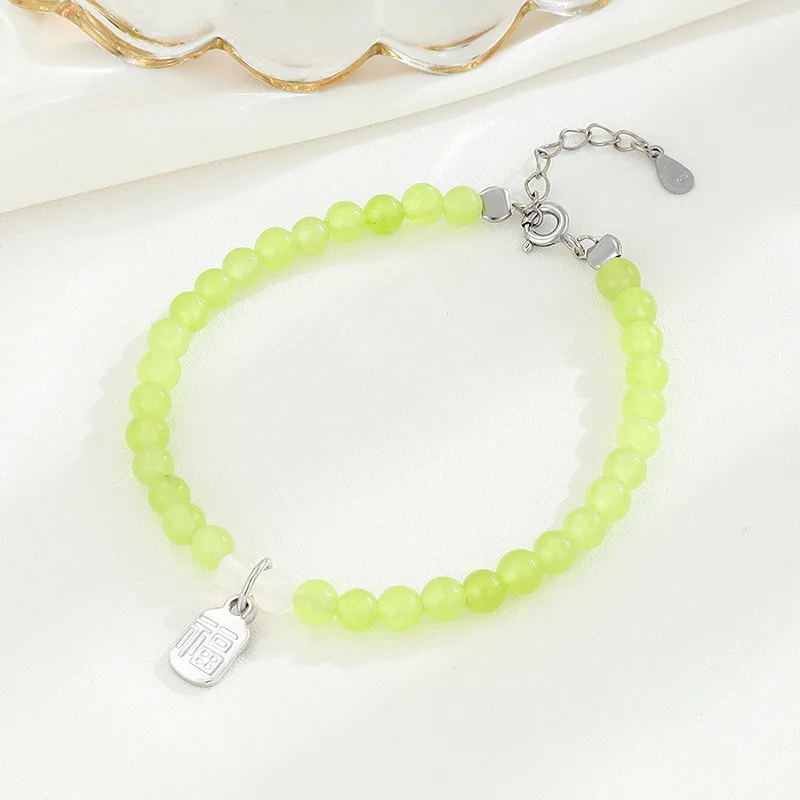 Lắc Tay Bạc Nữ đính đá Chalcedony Phong Thủy Tài Lộc Emily LILI 158767 6