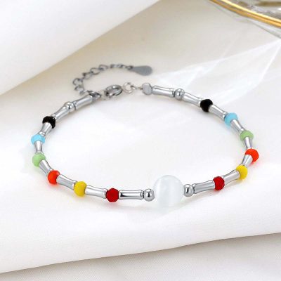 Lắc Tay Bạc Nữ đính đá Mắt Mèo Rainbow LILI 158711 1