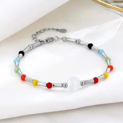 Lắc Tay Bạc Nữ đính đá Mắt Mèo Rainbow LILI 158711 1