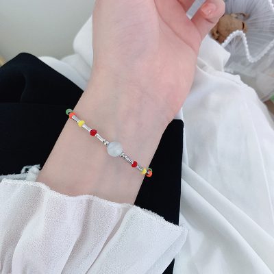 Lắc Tay Bạc Nữ đính đá Mắt Mèo Rainbow LILI 158711 2