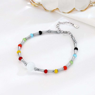 Lắc Tay Bạc Nữ đính đá Mắt Mèo Rainbow LILI 158711 5