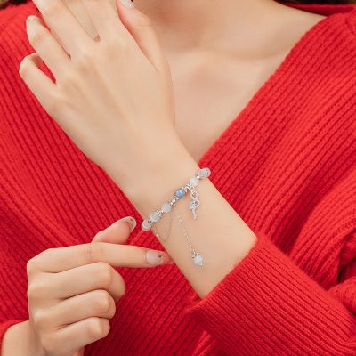 Lắc Tay Bạc Nữ đính đá Mắt Mèo Phong Thủy Penelope LILI 158799 2