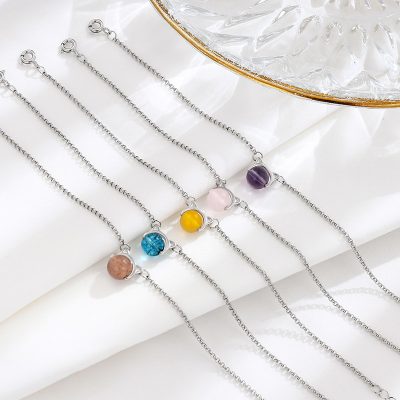 Lắc Tay Bạc Nữ đính đá Phong Thủy Tự Nhiên Mèo Dễ Thương Clara LILI 158554 1