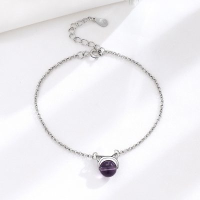 Lắc Tay Bạc Nữ đính đá Phong Thủy Tự Nhiên Mèo Dễ Thương Clara LILI 158554 4