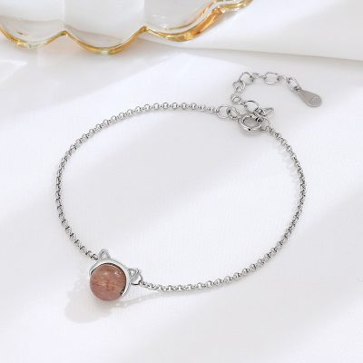 Lắc Tay Bạc Nữ đính đá Phong Thủy Tự Nhiên Mèo Dễ Thương Clara LILI 158554 5