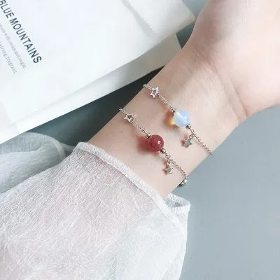 Lắc Tay Bạc Nữ đính đá Phong Thủy Tự Nhiên Ngôi Sao May Mắn Star LILI 158581 1