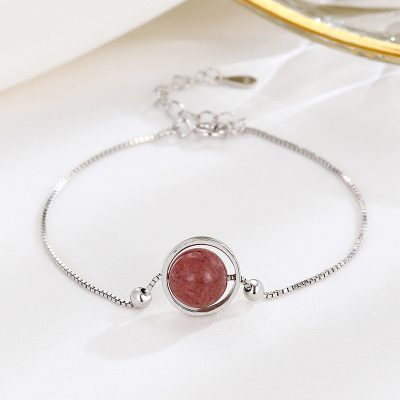 Lắc Tay Bạc Nữ đính đá Phong Thủy Tự Nhiên Nhỏ Tinh Tế Halo LILI 158496 3