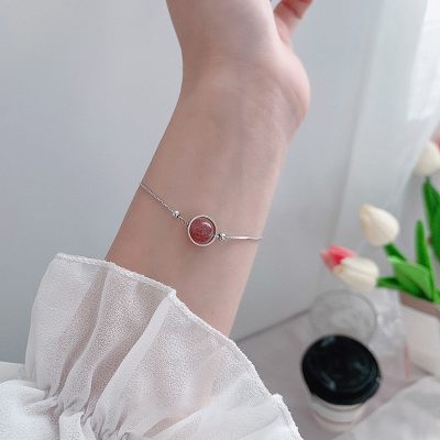 Lắc Tay Bạc Nữ đính đá Phong Thủy Tự Nhiên Nhỏ Tinh Tế Halo LILI 158496 4