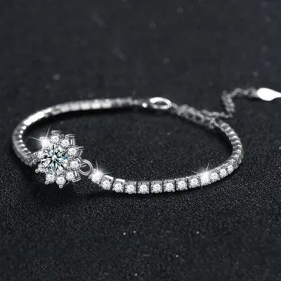 Lắc Tay Bạc Nữ đính Kim Cương Moissanite Bông Tuyết Miley LILI 158465 3
